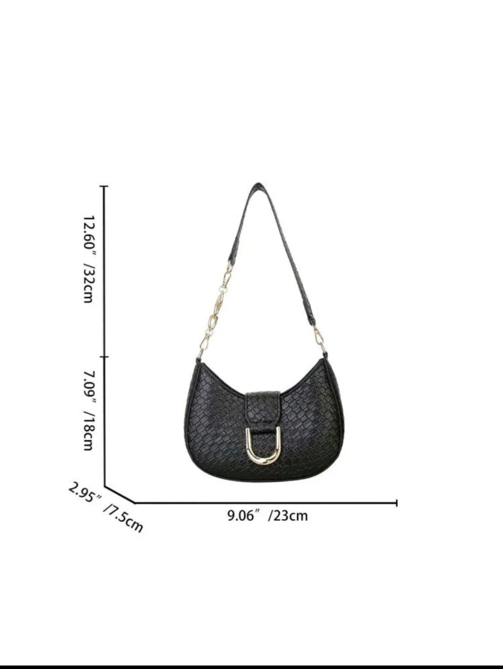 BRAND NEW ** Black Woven Shoulder Bag with Gold Hardware